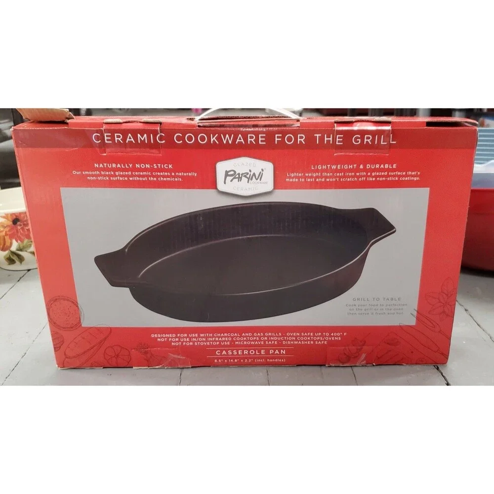 Open Box Parini Ceramic Cookware for the Grill Casserole Pan 14.8